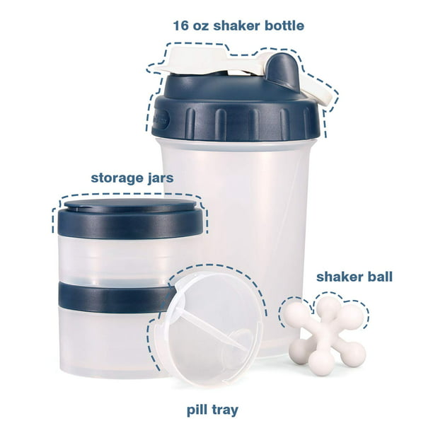 Blending Bottle 20 Ounce Shake Bottle Blend & Shake Clear Classic Colored Screw Top Shaker Bottle Powder Mixing Protein Blending Bottle Sport Mixer Smoothie Protein Weight Loss Shakes & Powders Blue 
